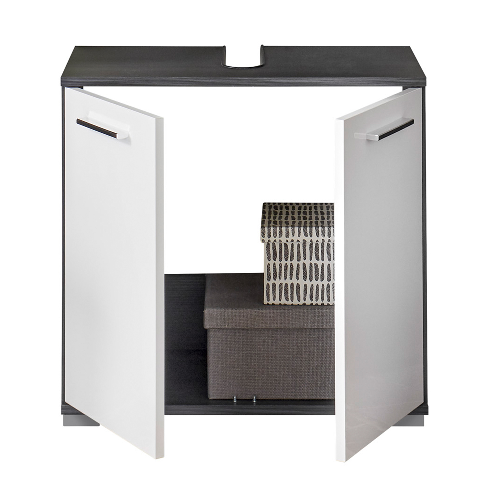 Waschbeckenunterschrank - grau-weiß - 60 cm breit