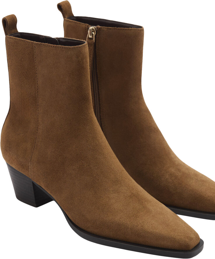 MANGO Heel suede ankle boot Medium brown