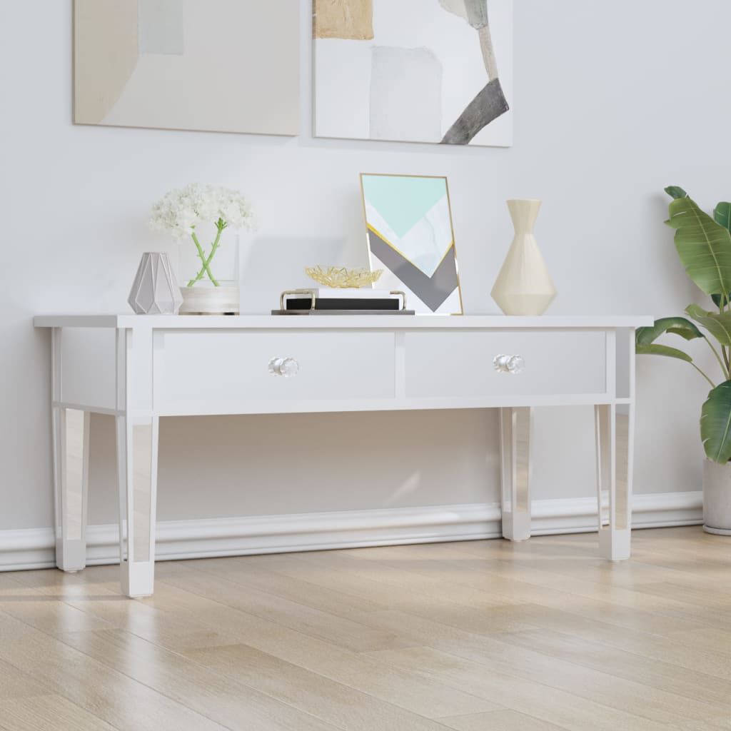 vidaXL Salontafel met spiegel, 106x45x45 cm, plank en glas