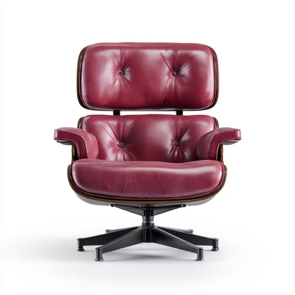 Drehsessel Leder 85x81x83 cm - Rot - Klassisches Design