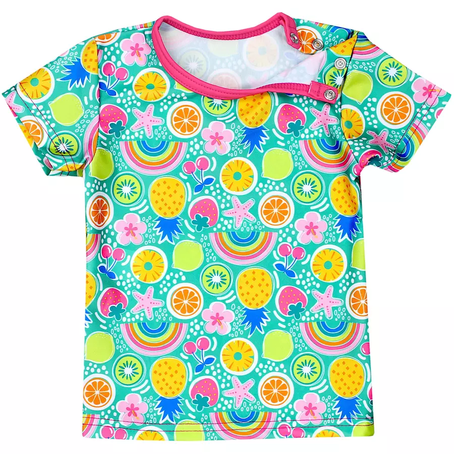 Aquarti Baby Mädchen Zweiteiler Badeanzug Bade-Set Bade T-Shirt Badehose rosagelb