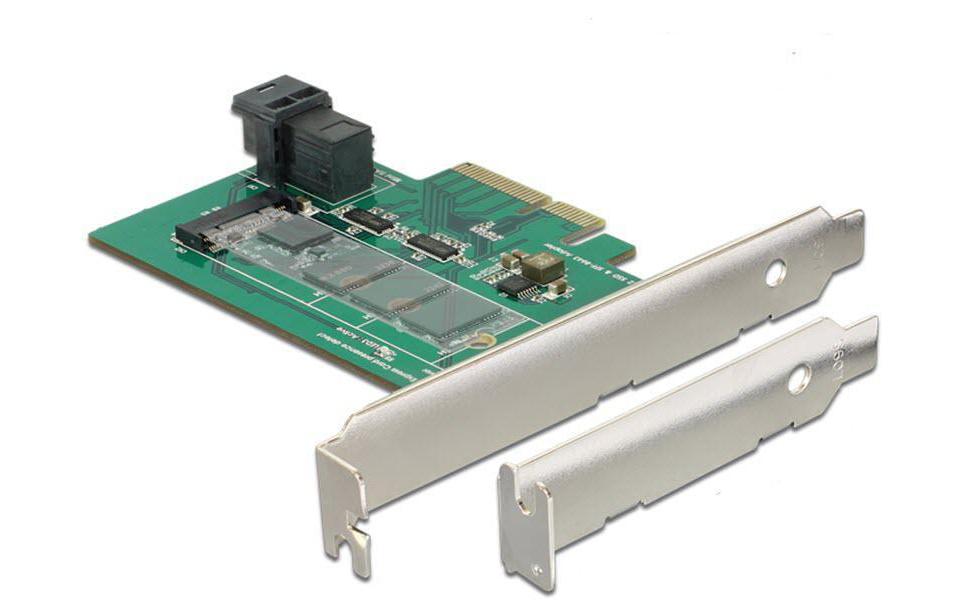 Host Bus Adapter Controller PCI-ex4 - U.2 Bracket LPPCI Express Karte mit M.2 und SFF-8643 NVMe Anschluss