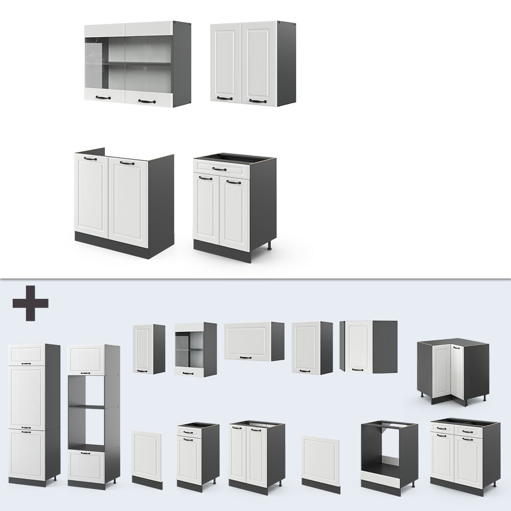 Vicco Küchenzeile Küchenblock Einbauküche R-Line Single Landhaus Anthrazit