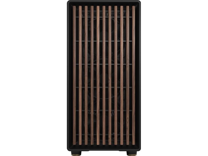 Fractal Design PC-Gehäuse North XL Schwarz Elegantes Gehäuse mit offener Front aus echtem Walnussholz