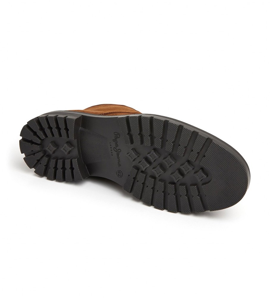 Botas de cano curto Pepe Jeans Logan em couro marrom deserto