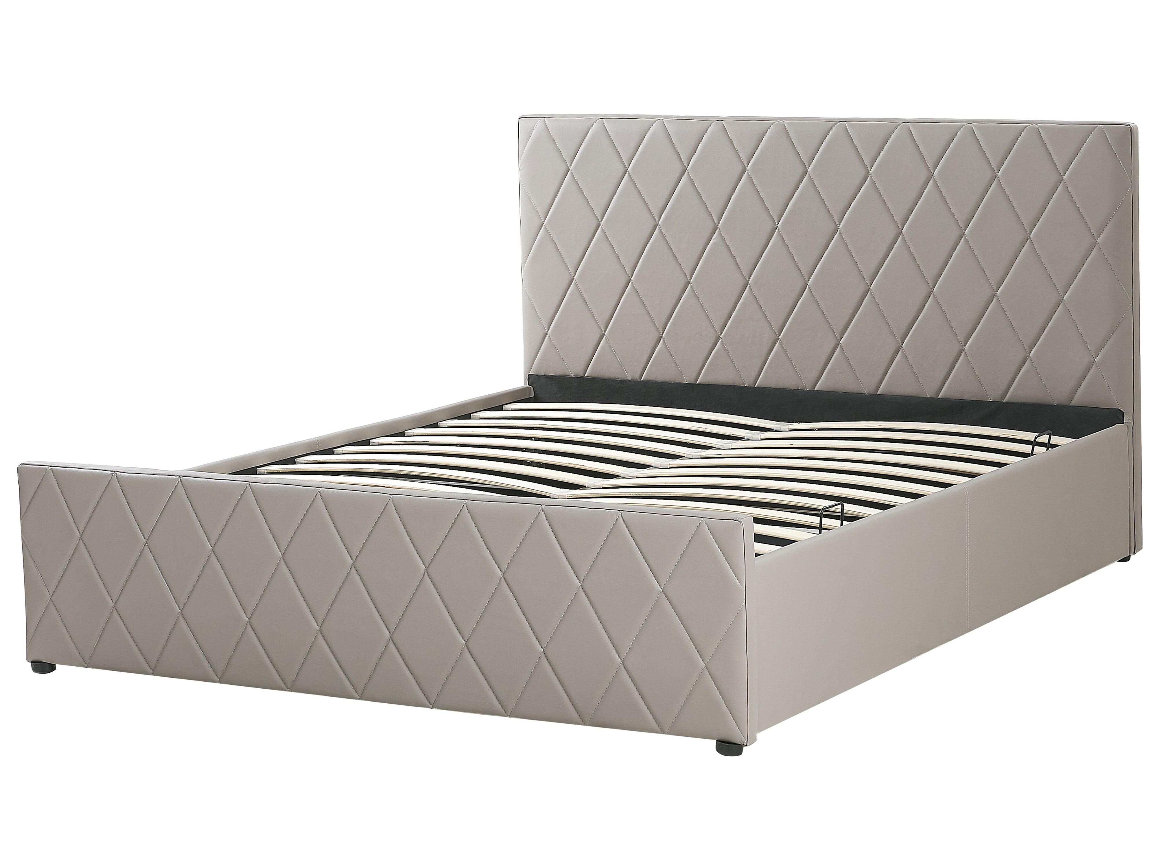 Bed met opbergruimte Kunstleer ROCHEFORT 180 x 200 cm Taupe