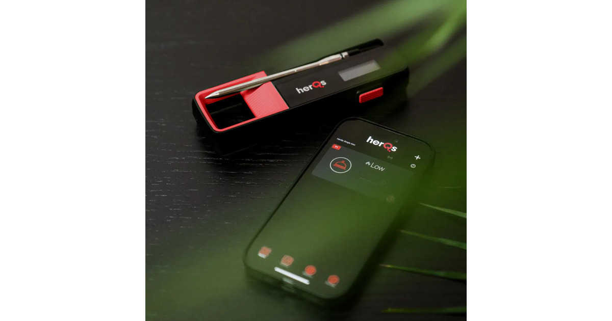 HerQsDouble Max vleesthermometer  (Zwart/rood, herQs009 | 2 draadloze probes | temperatuurbereik tot 500 °C)