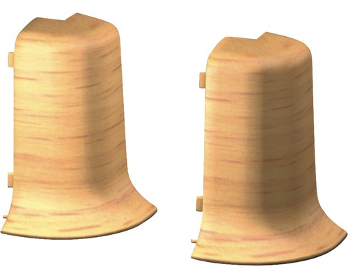 Buitenhoekstukken voor het vastklemmen van plinten met kabelgoot 50 mm beuken