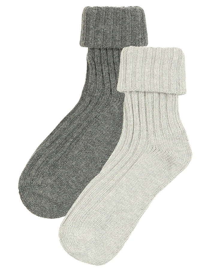 Socken UNI CHIC mit Wolle 2er-Pack in grau