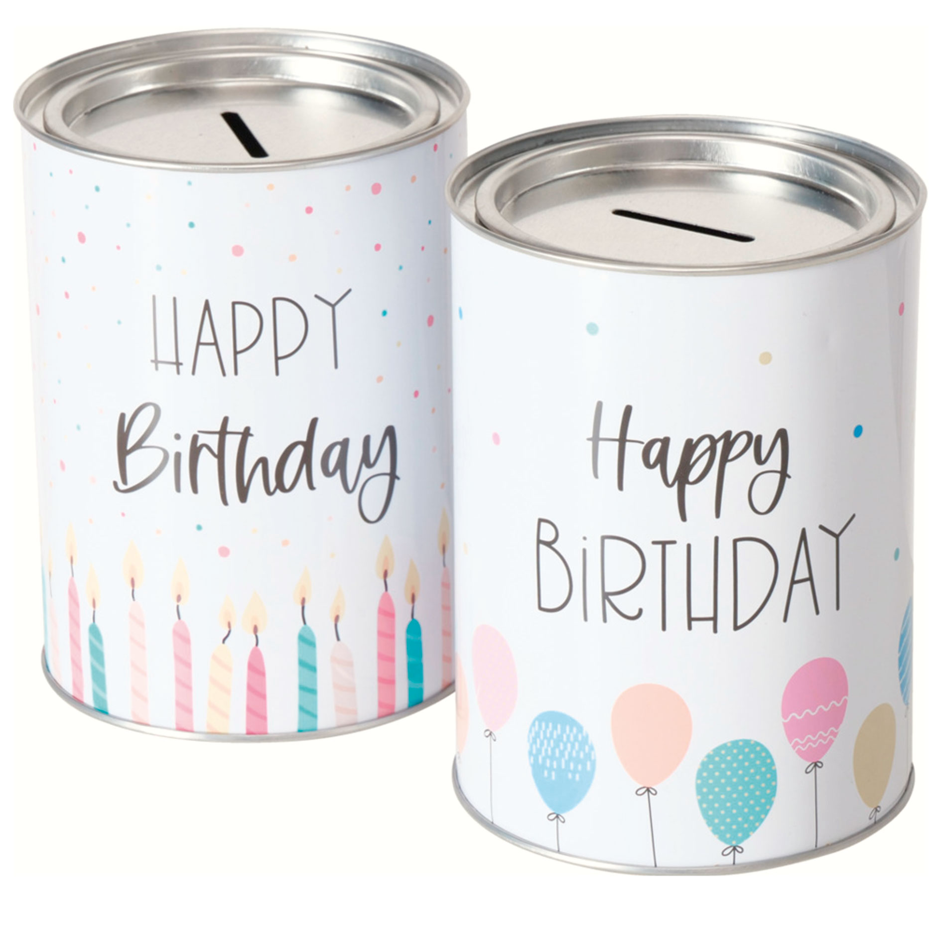 Spardose HAPPY BIRTHDAY - sortiert - 14 cm hoch