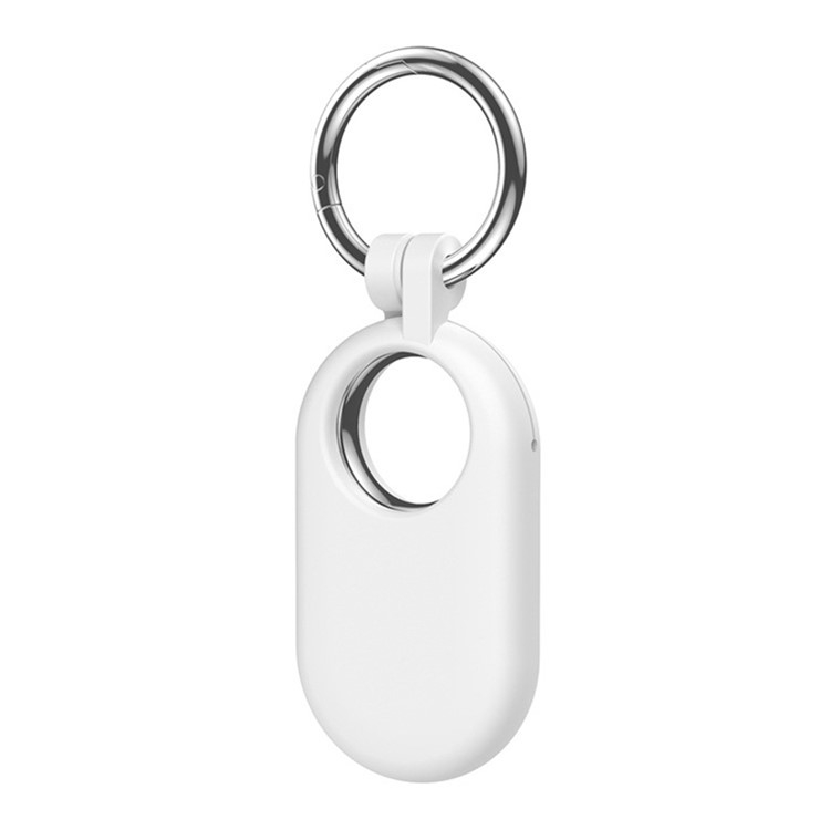 Samsung Galaxy SmartTag 2 Anhänger Silikon Case Hülle Schlüsselanhänger mit Schlüsselring - Weiss