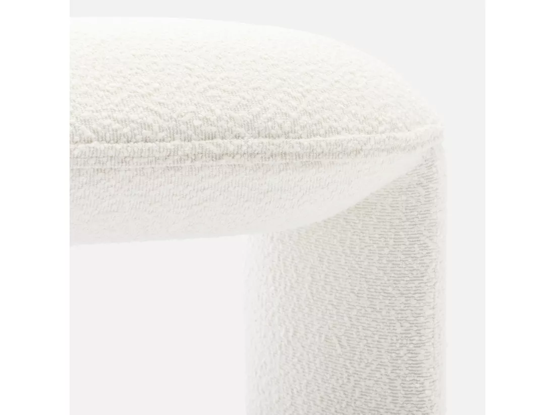 Banc ou bout de lit en tissu bouclette blanc crème L 100 x P 44 x H 41cm - SHAWN