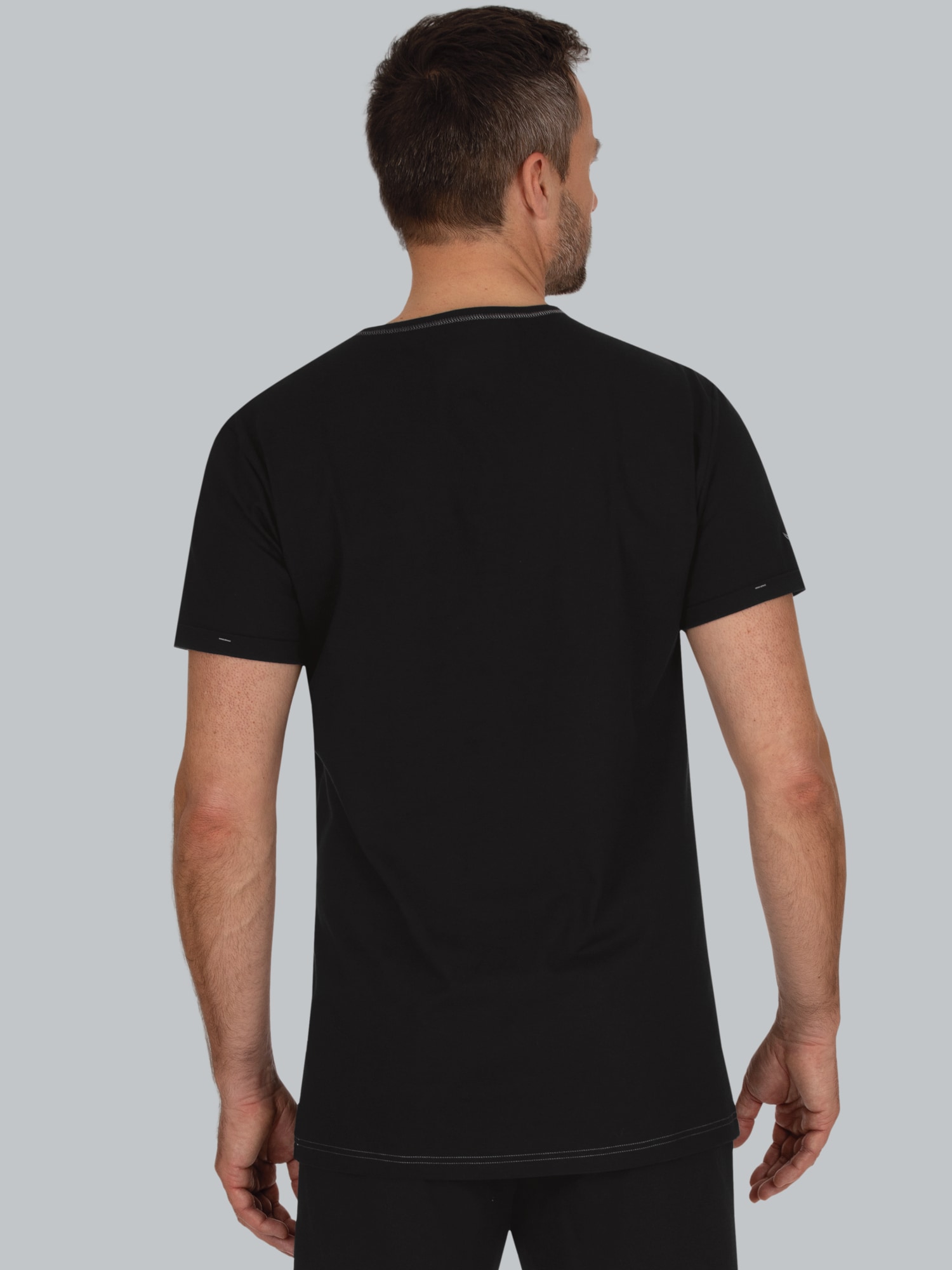 T-Shirt Knopfleiste aus Biobaumwolle Schwarz-C2C