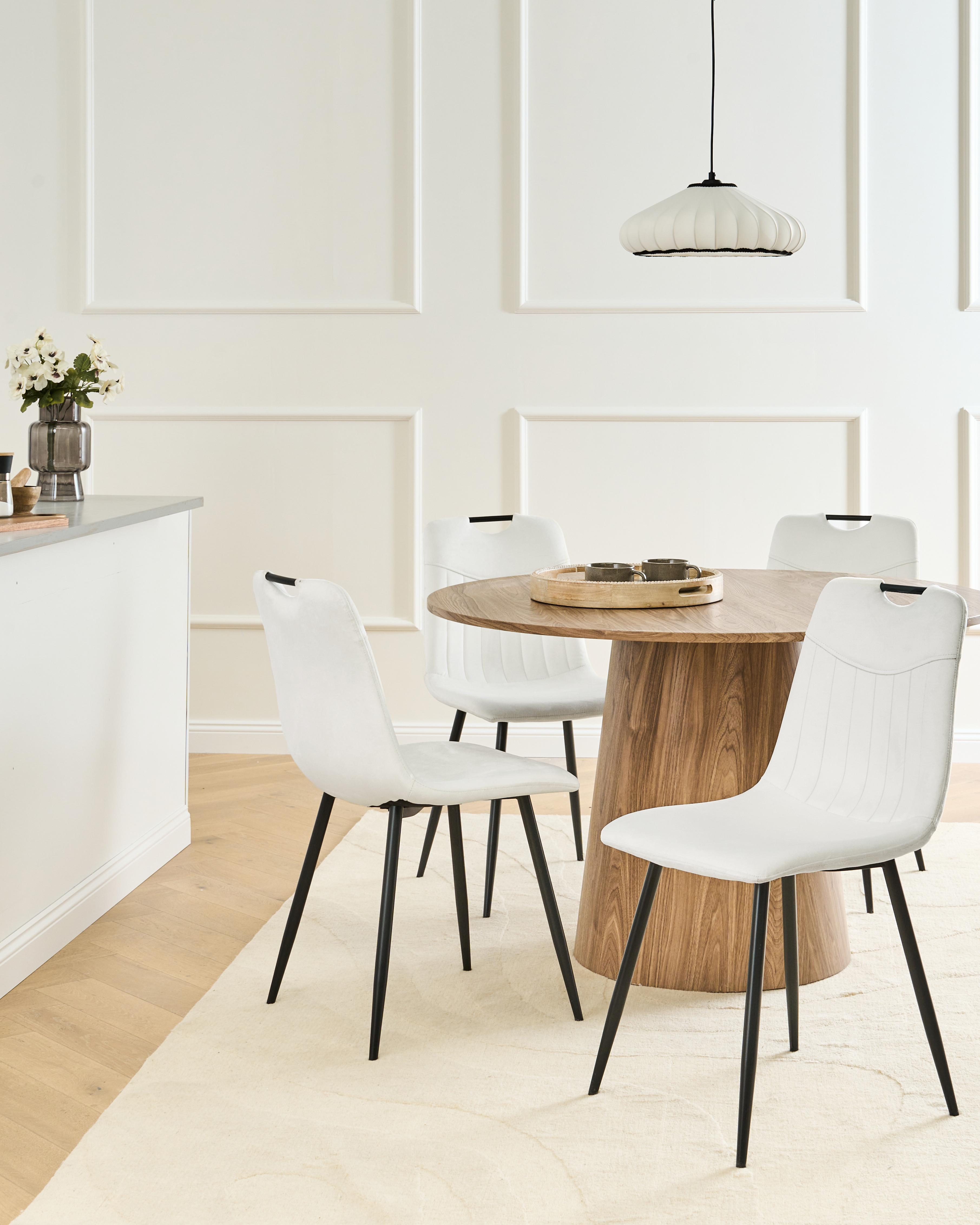 Set van 4 eetkamerstoelen ARGYLE Fluweel Gebroken wit