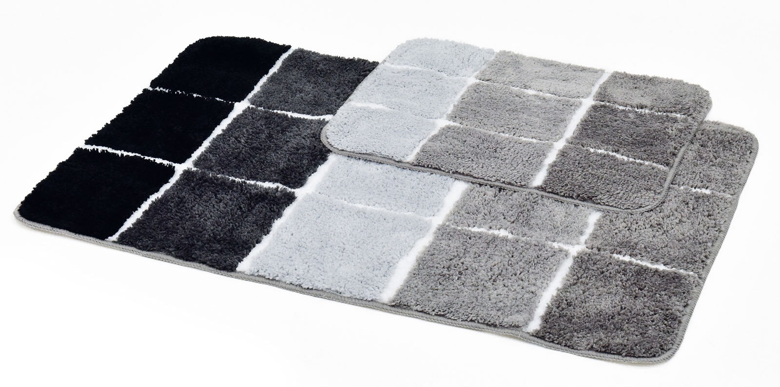 Badematten-Set Quadro Grau/Schwarz/Silber