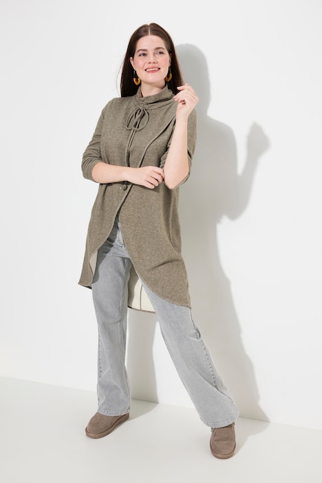 Long-Sweatshirt, Stehkragen, Langarm, Biobaumwolle