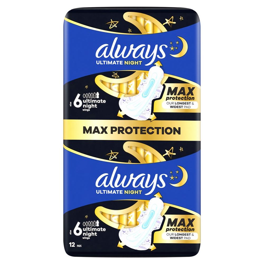 Always Ultra Binde Ultimate Night Max Protection mit Flügeln BigPack 12 Stk