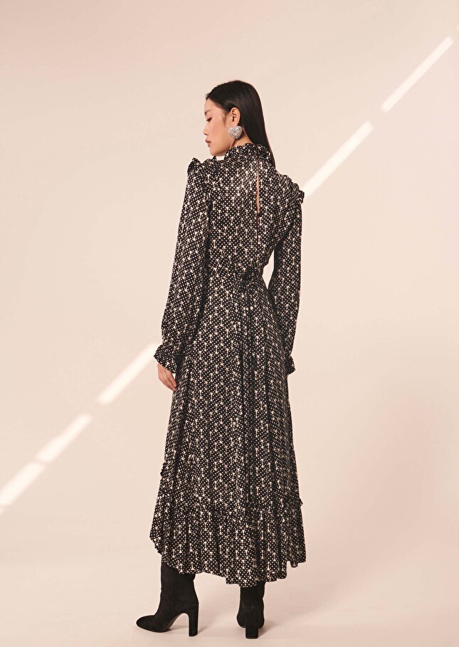 Robe Rosemaryécrue imprimée petits pois