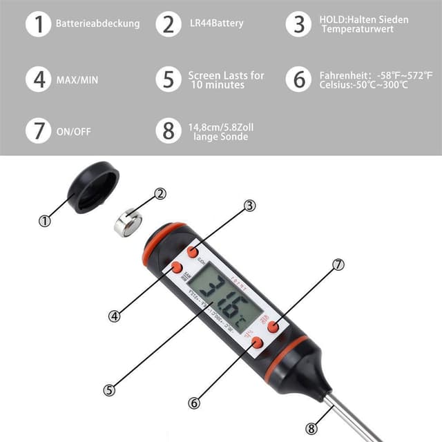 Termometer digital temperaturmåler (sort)