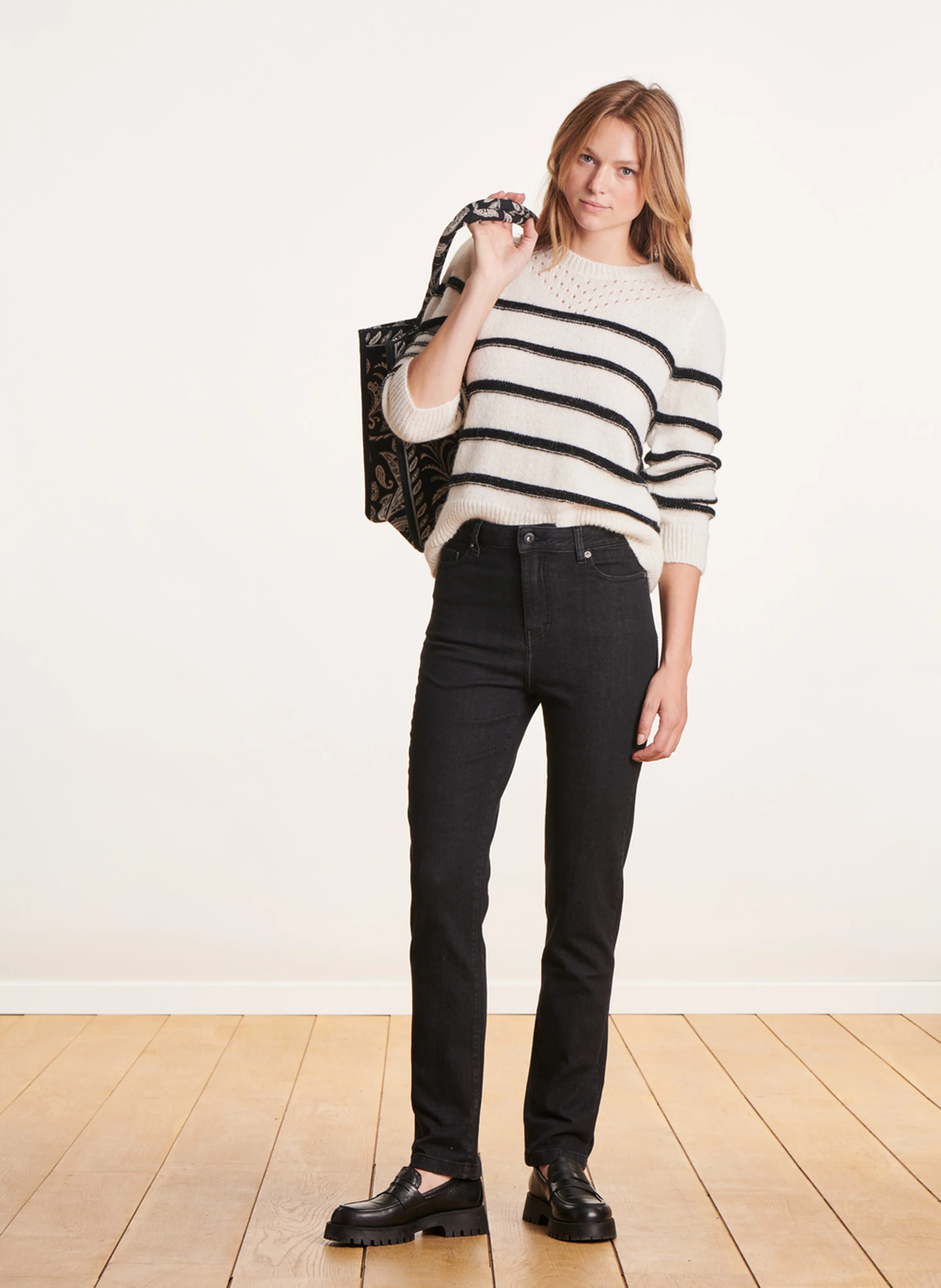 Jean slim en coton bio mélangé | Noir