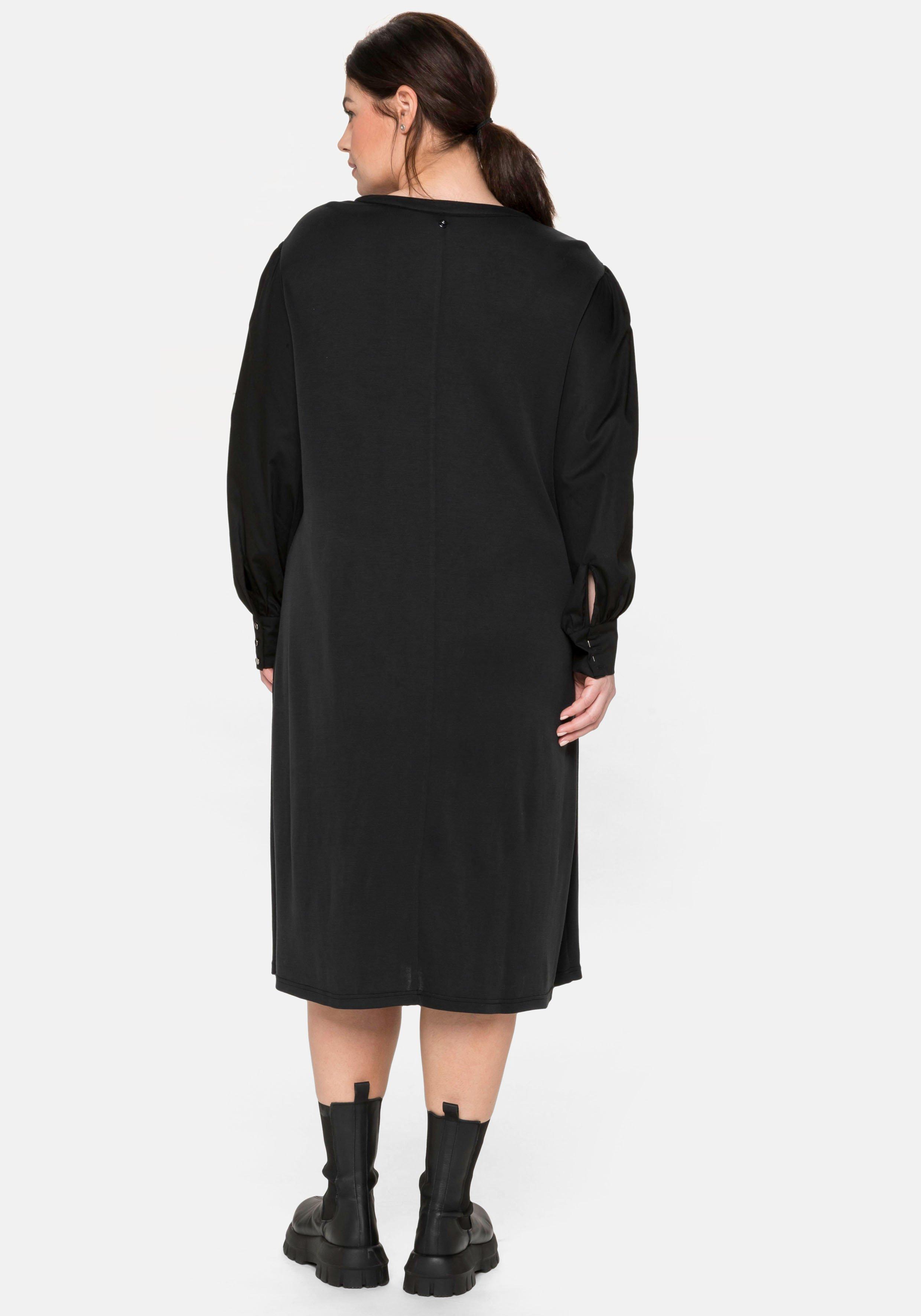 Shirtkleid mit Taschen, im Materialmix