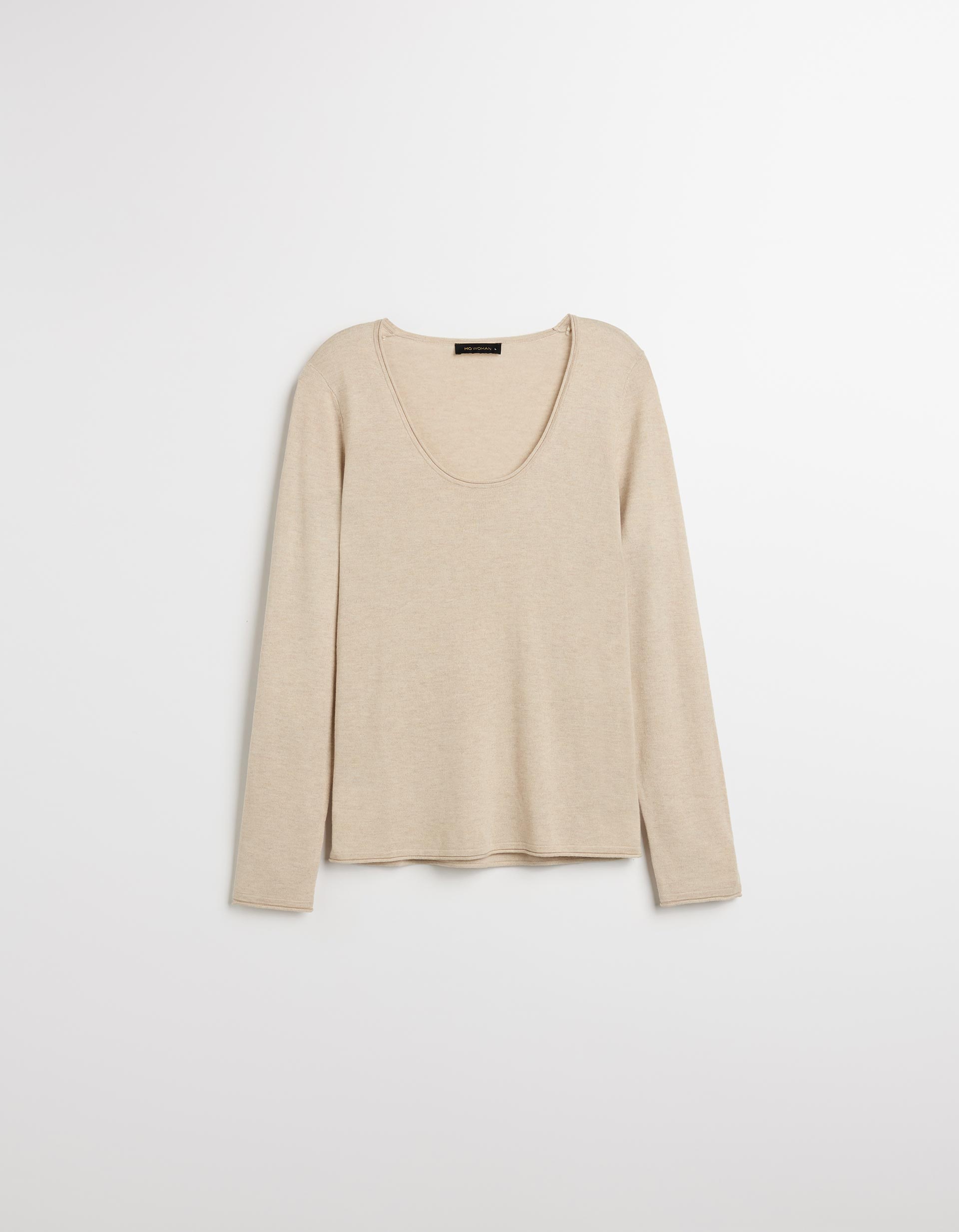Camisola com Caxemira, Mulher, Bege
