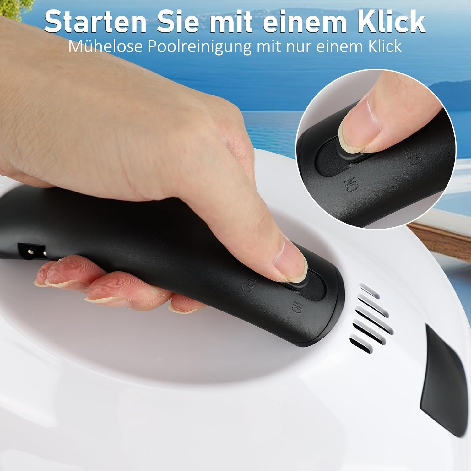COOLWEST Poolroboter Akku, 130 Minuten Reinigungszeit, Pool Roboter Kabellos, Automatische Poolreiniger mit Selbsteinparkfunktion, Pool Saugroboter für Rundpool und Aufstellpool