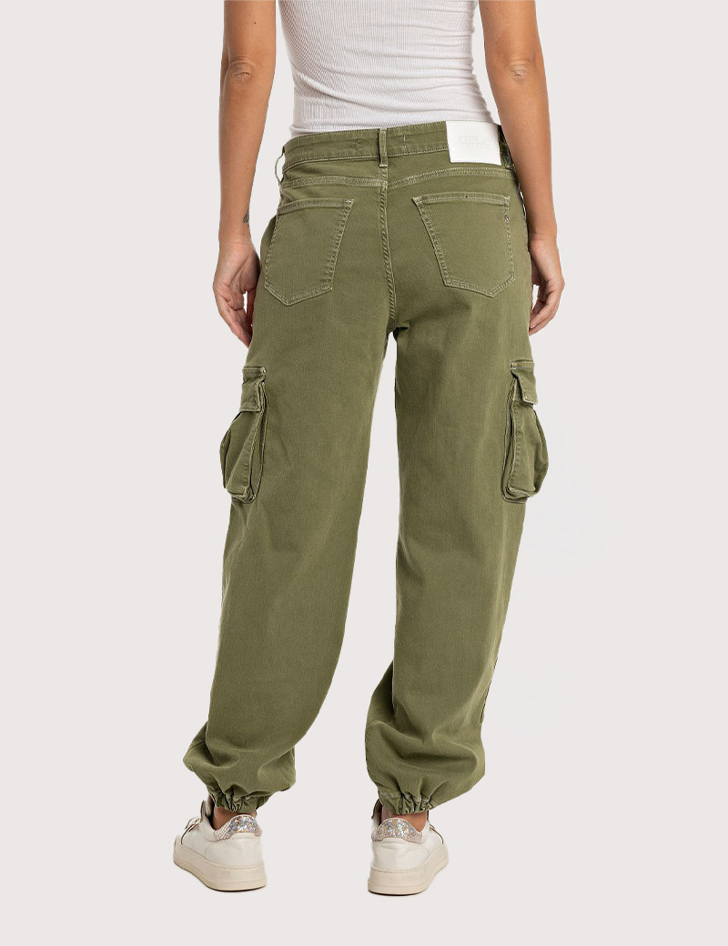 REPLAY PANTALON FEMME CARGO KAKI