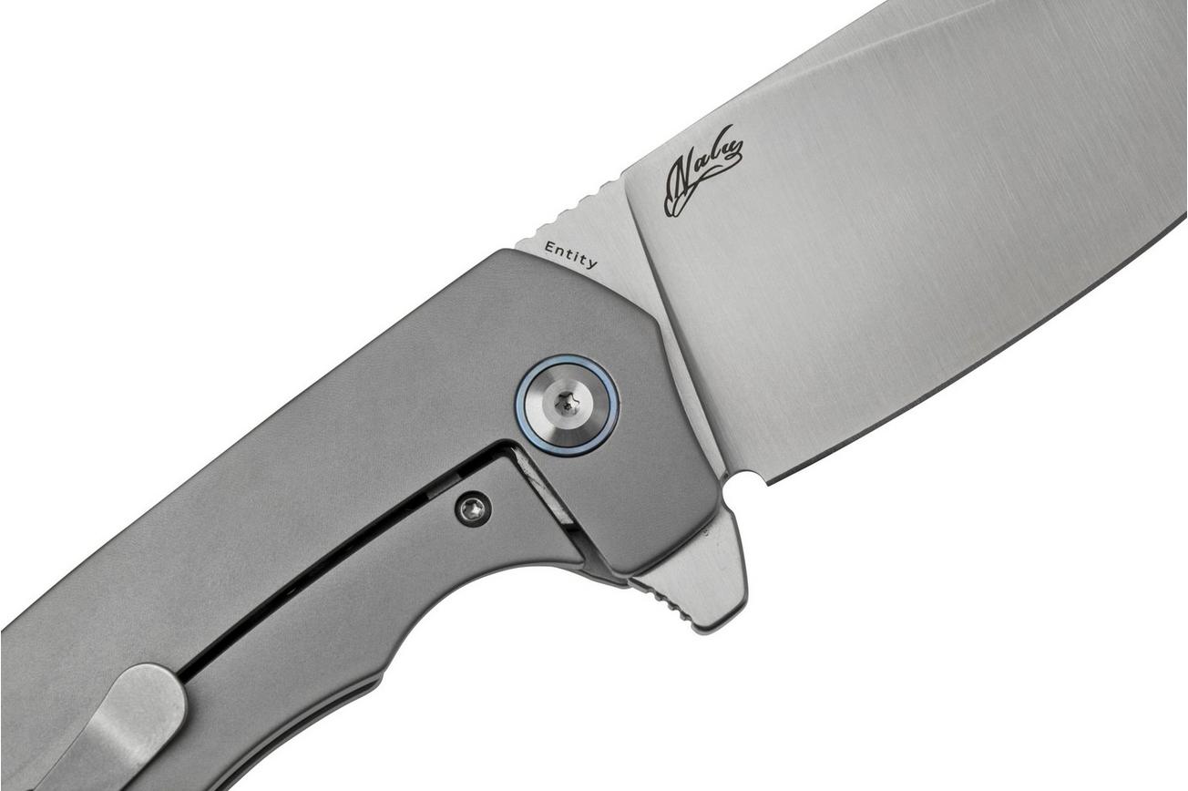 Kansept Entity K1036B1 Satin, Bead Blasted Titanium zakmes, Nalu Knives design