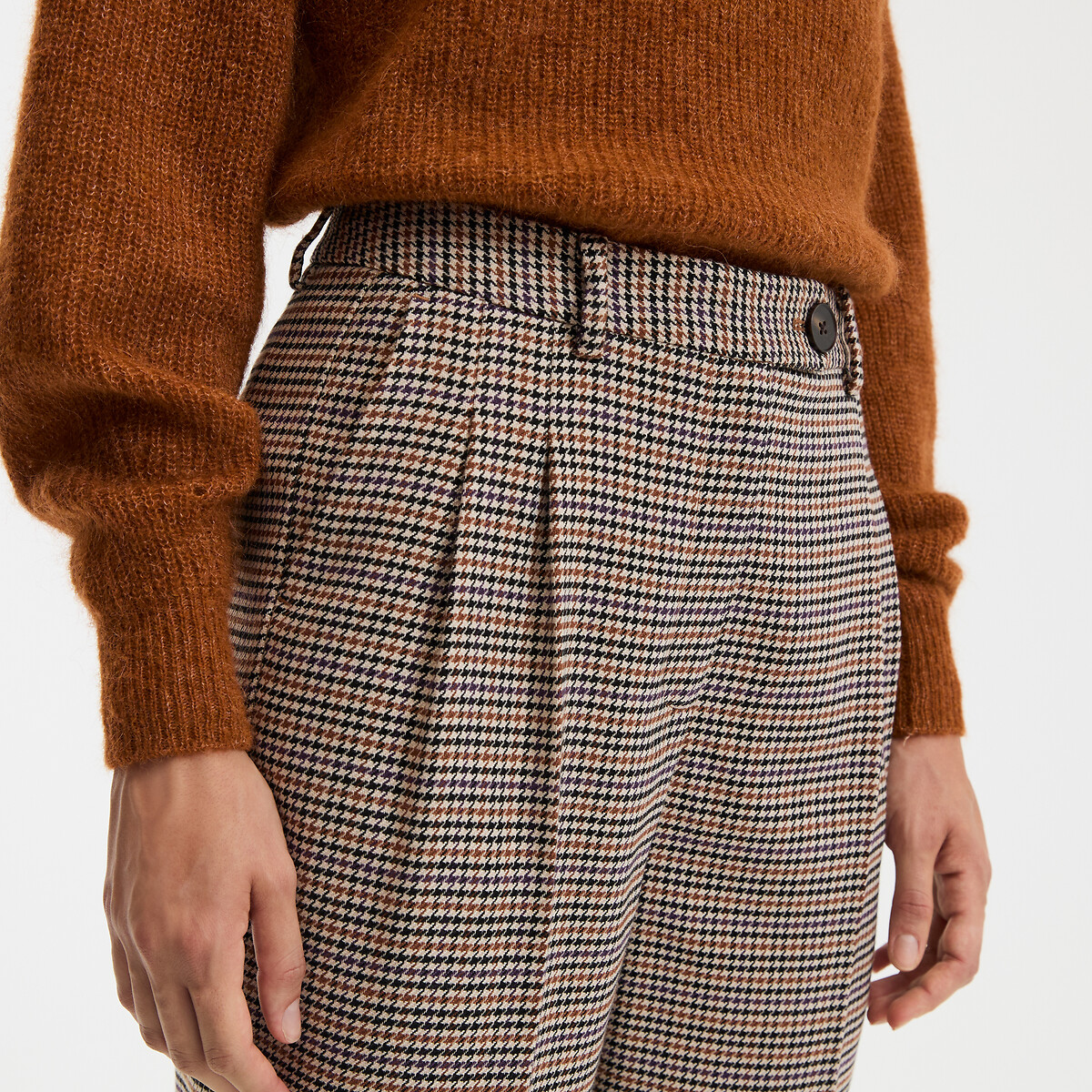 COLEÇÕES LA REDOUTE<br>Calças justas com estampa xadrez