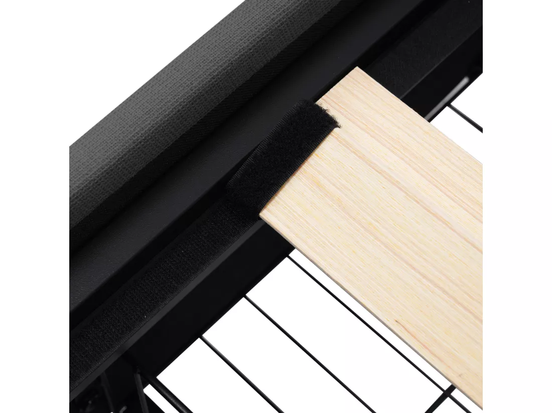 Lit rembourré 90x200cm en lin - avec 2 tiroirs + LED + sommier à lattes - Gris