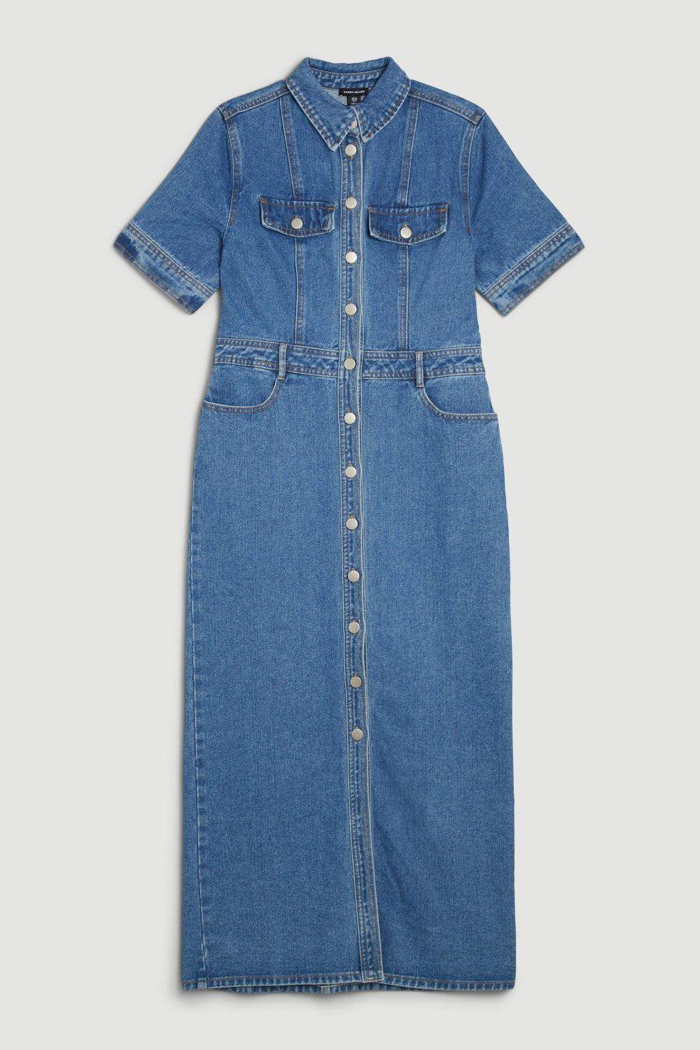 KarenMillen Robe chemise maxi en denim