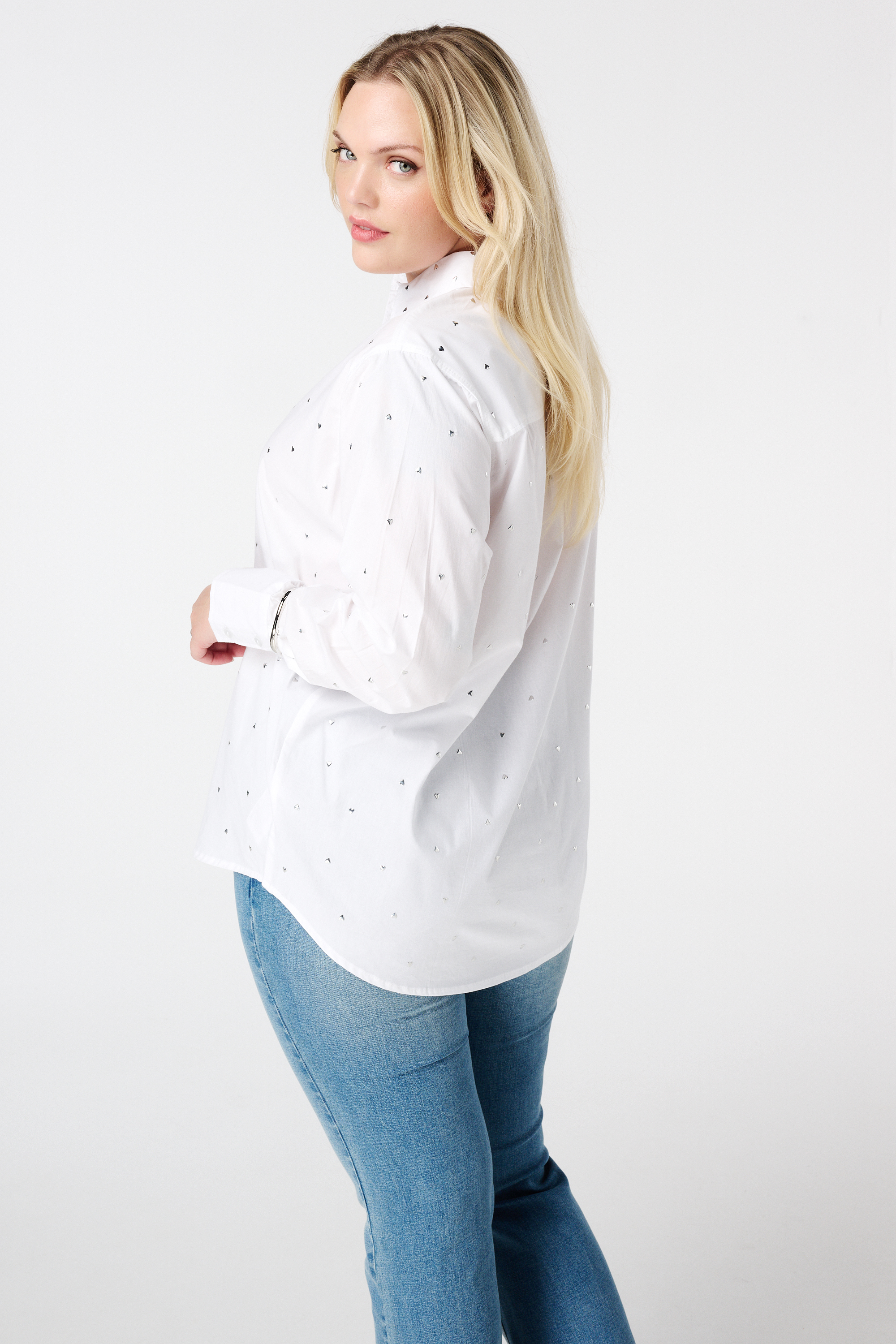 Blouse met studs Gebroken wit