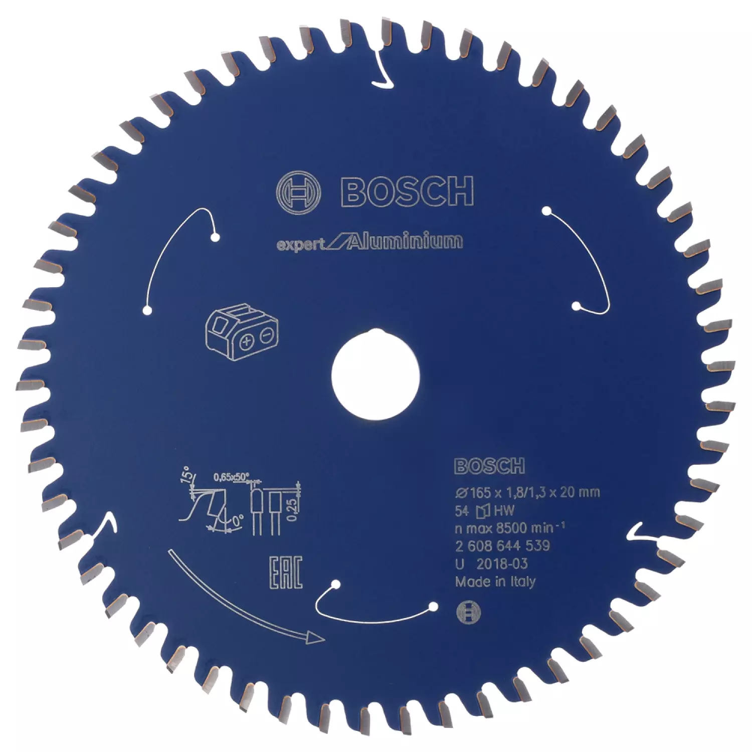 Bosch 2608644539 Cirkelzaagblad accu Expert - 165 x 20 x 54T - Aluminium - Carbide