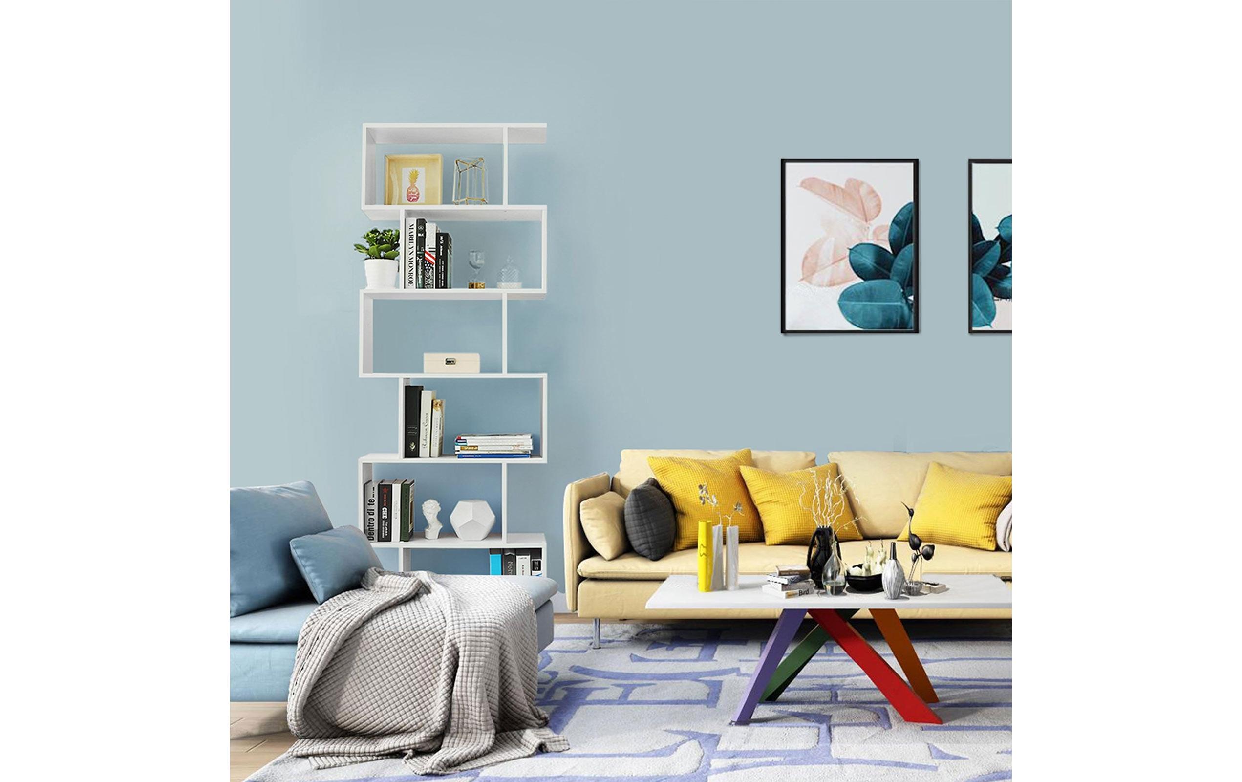 Regal Zick-Zack 70 x 190.5 cm, WeissFreistehendes Bücherregal