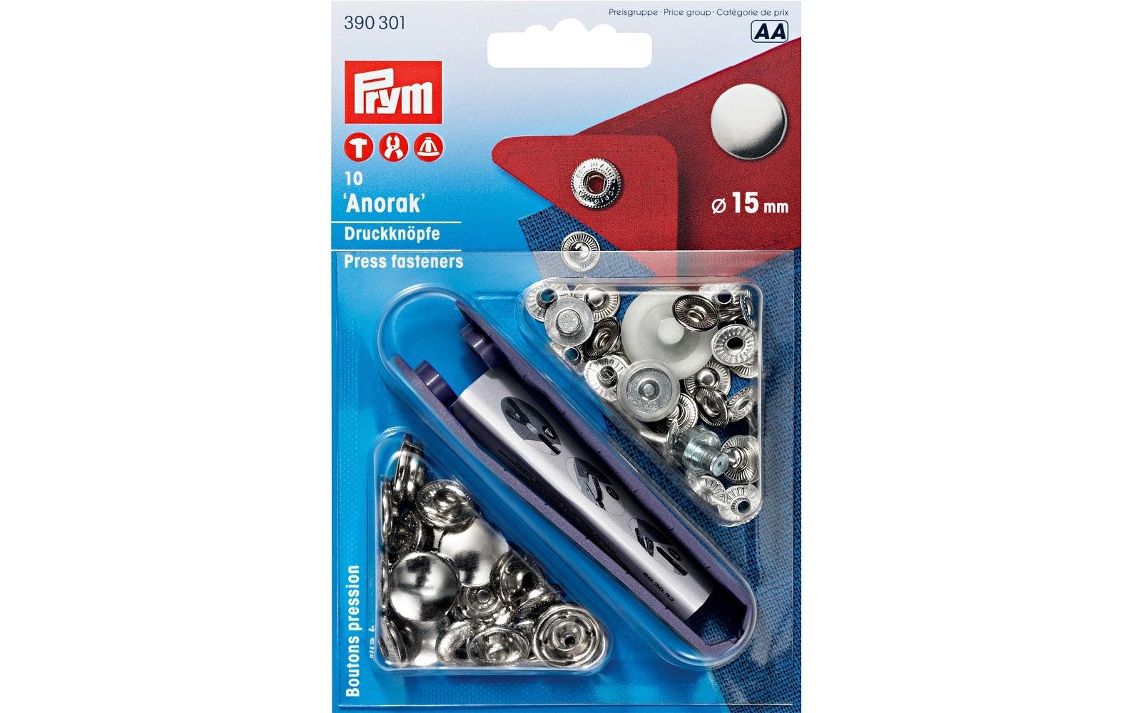 Druckknöpfe Anorak 15 mm, 10 StückDruckknöpfe Anorak in silber