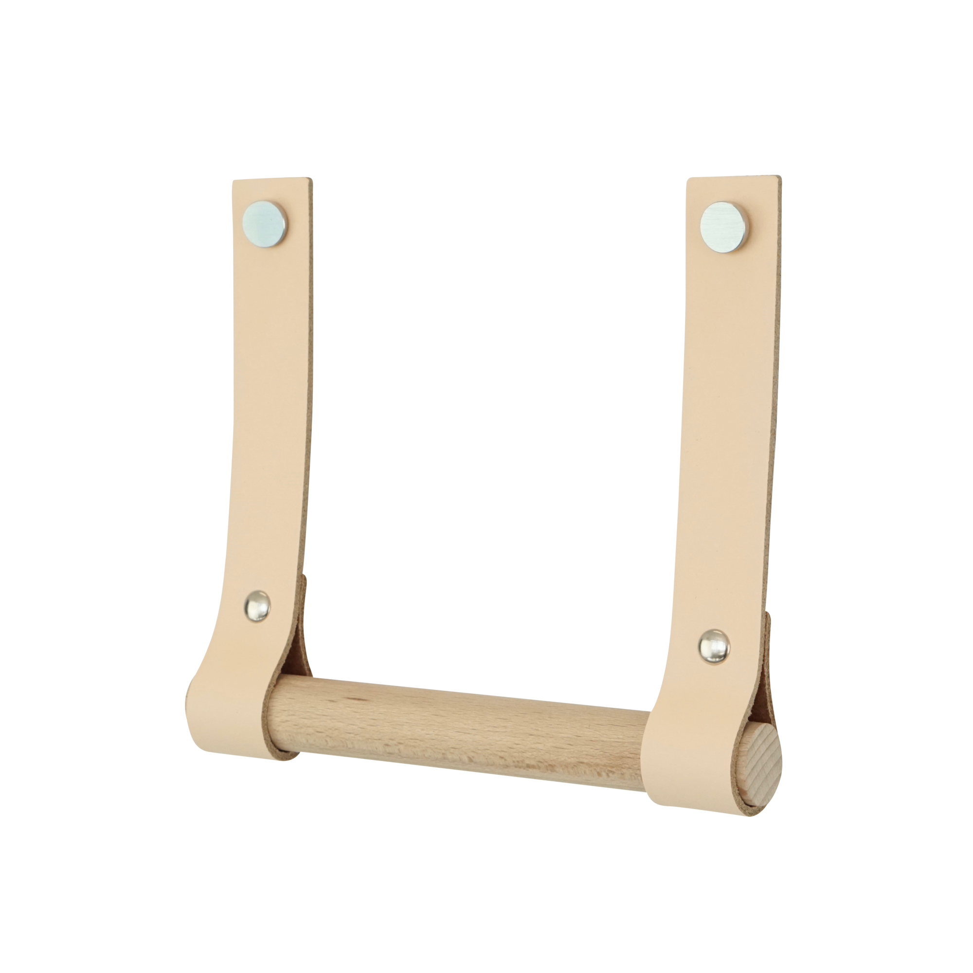 Leren toiletrolhouder (roldrager: rondhout) Naturel