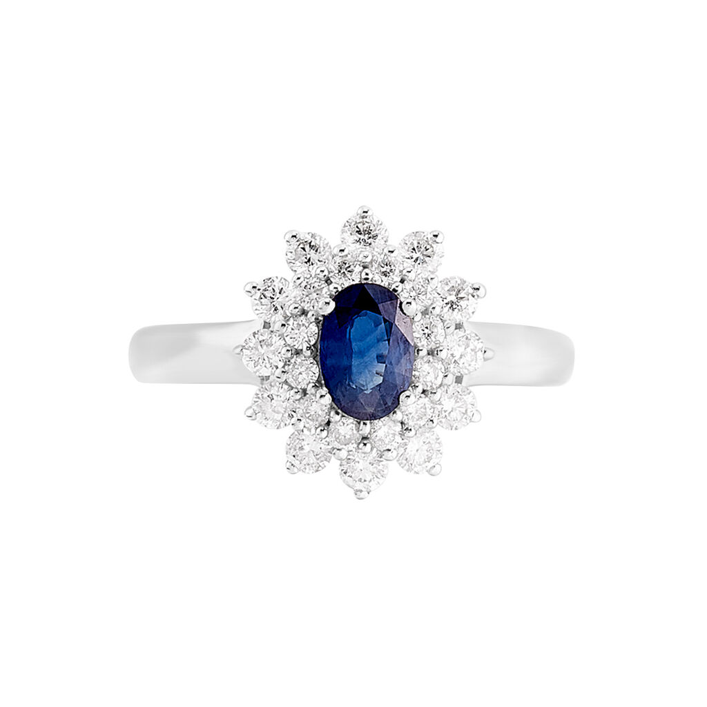 Bague Ivan Or Blanc Saphir Et Diamant