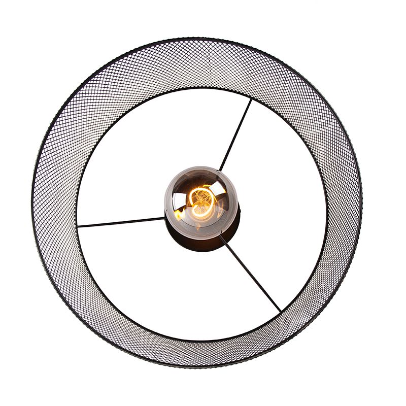 Industriële plafondlamp zwart - Drum Mesh