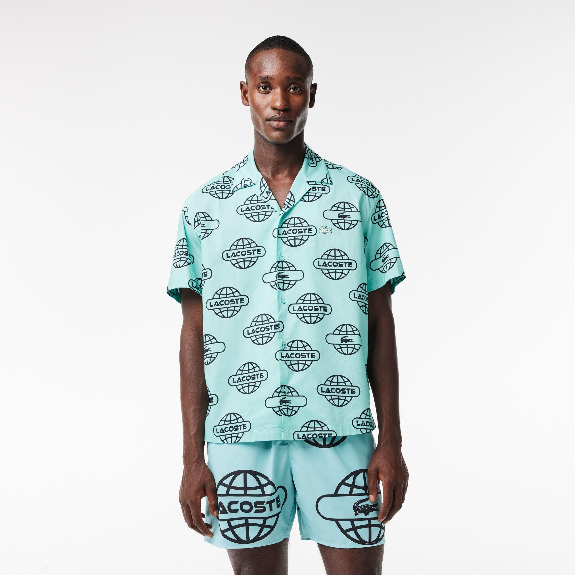 Lacoste Globe Print Cotton Twill Shirt