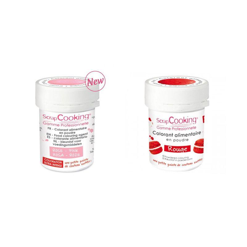 2 colorants alimentaires en poudre - rose poudré-rouge Scrapcooking