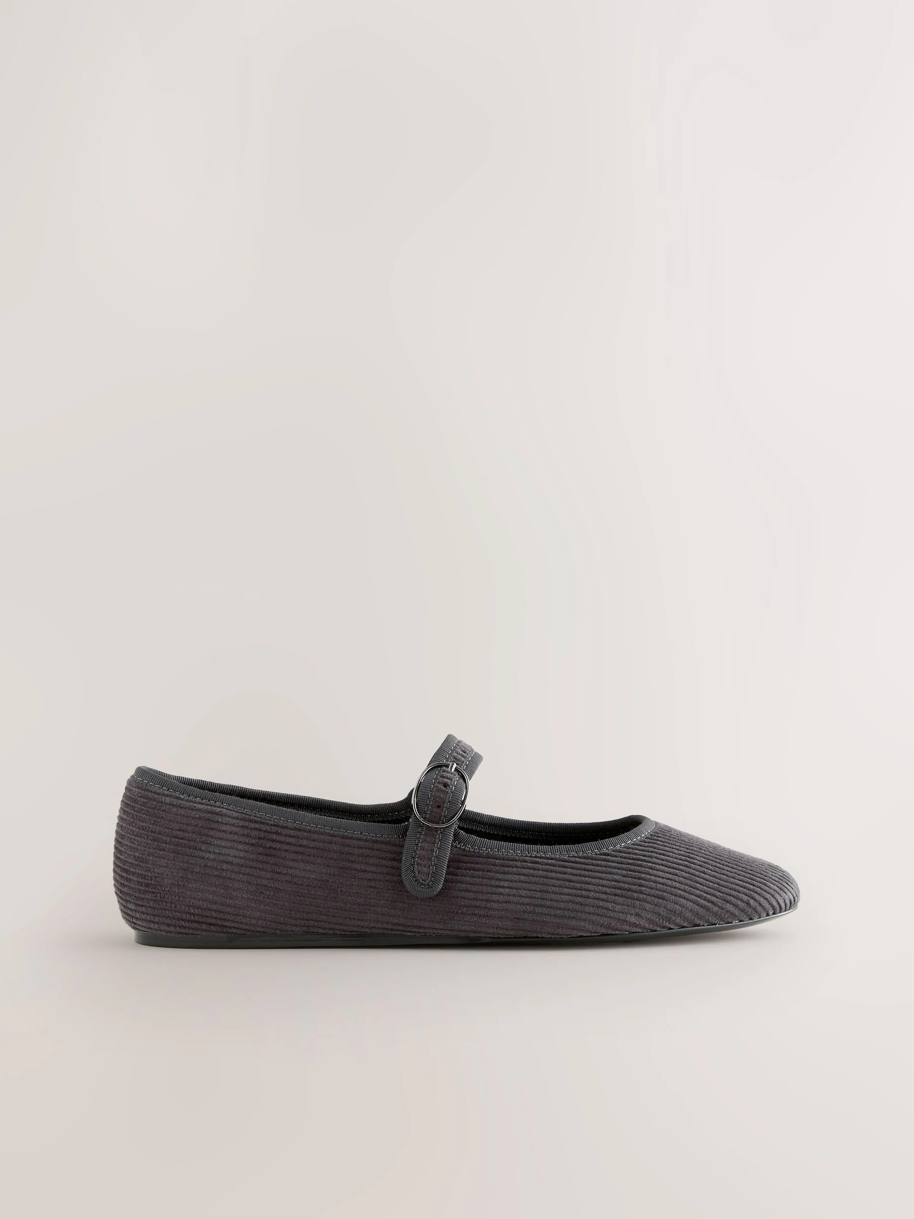 Grijze corduroy - Forever Comfort Round Toe Buckle Detail Mary Jane Shoes