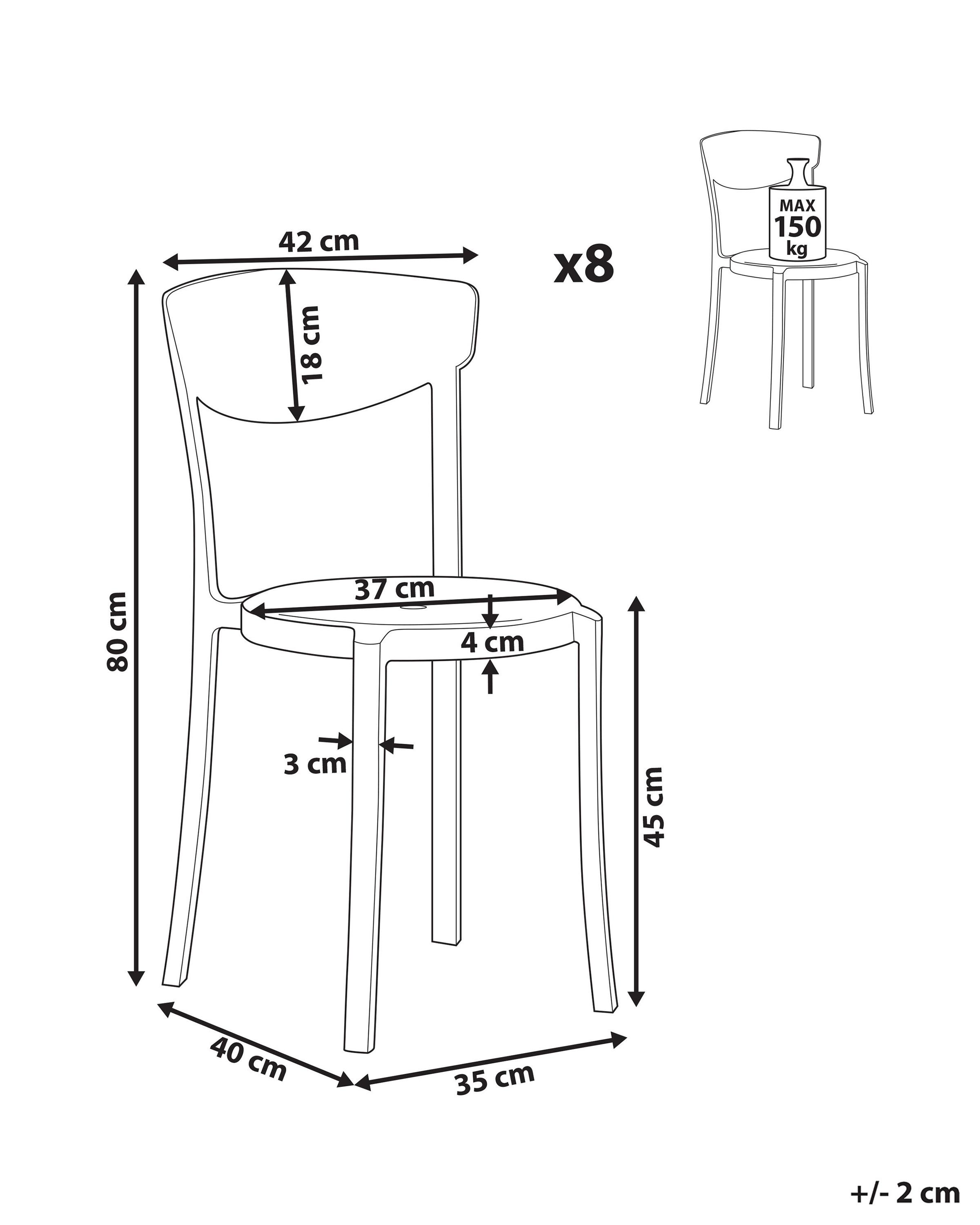 Set van 8 eetkamerstoelen VIESTE Donkergrijs