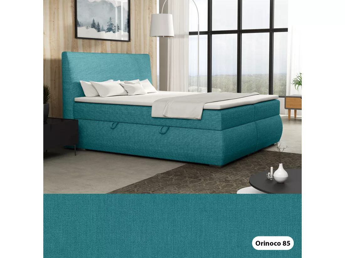 LIT BOXSPRING avec tiroirs de rangement Buffalo 200x200 cm, Orinoco 85 (Bleu turquoise)