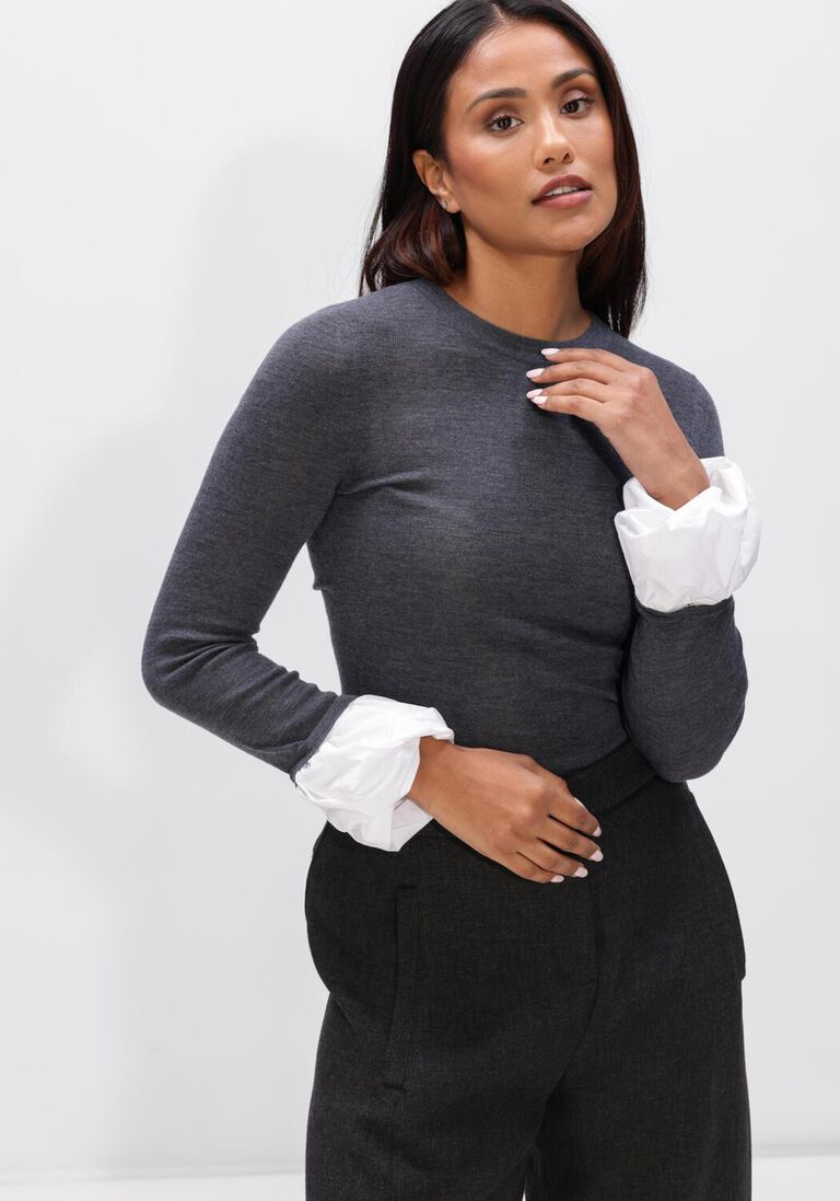 donkergrijze dorothee schumacher trui chic merino pullover