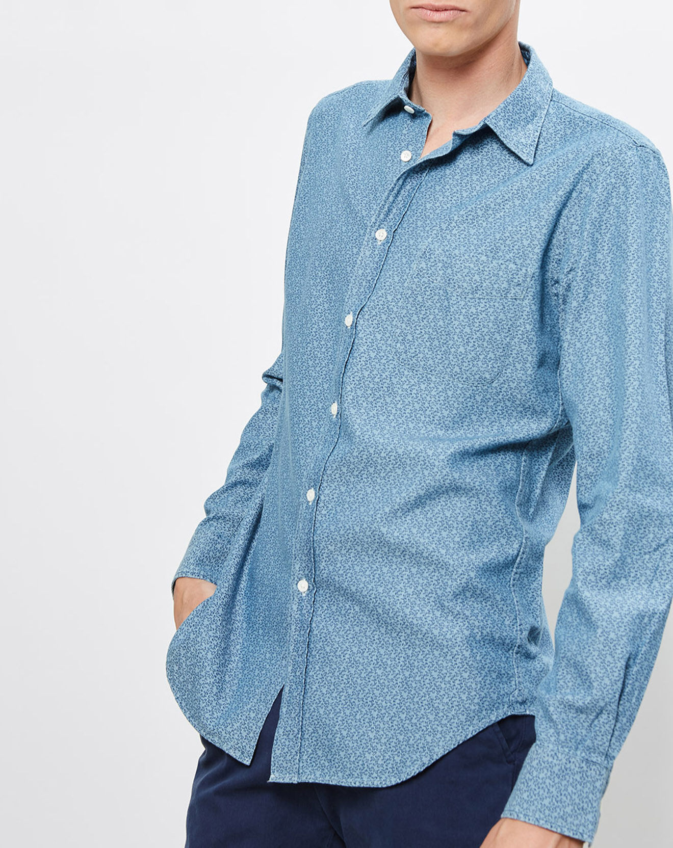 Hartford Chemise Slim Storm à imprimé fleuri bleu clair