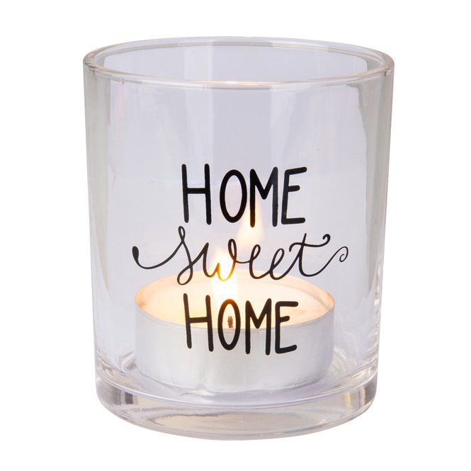 Windlicht - Home Sweet Home - klar - ca. 8,5 x 10 cm