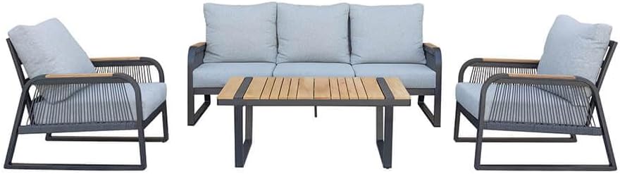 Home Deluxe Gartenlounge MARABA – Aluminium | Moderne & wetterfeste Lounge-Garnitur für Terrasse & Garten