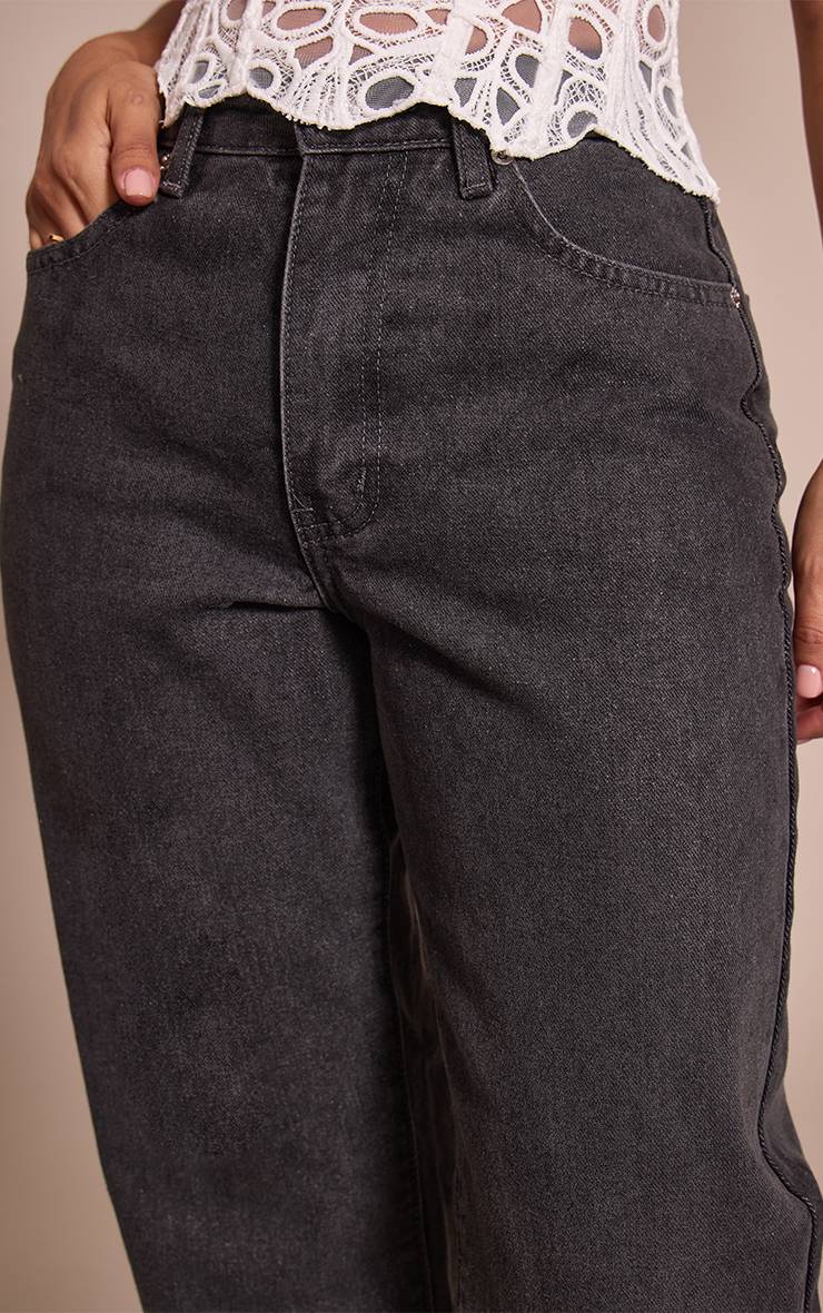Gris Jean Droit Taille Haute Petite