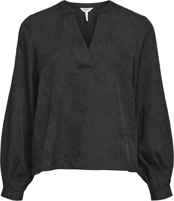 Object OBJJOHNSON RE L/S V-NECK TOP NOOS Black